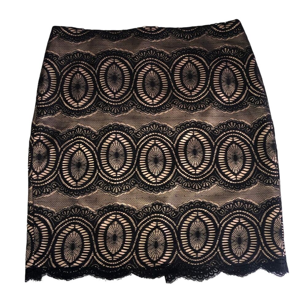 Cache Black Lace Overlay Skirt Size 4 Pencil Mini 90s Whimsigoth Y2K Gothic Chic